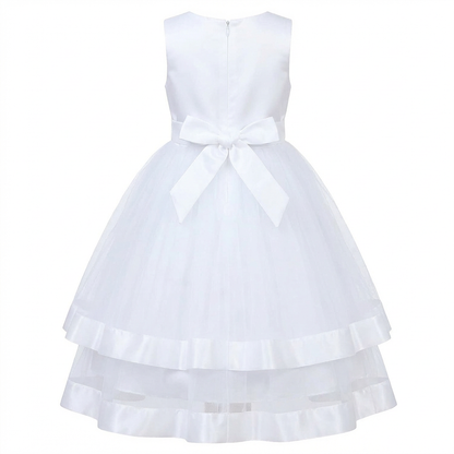 Sunny Fashion Girls Polka Dot Tulle Bow Ruffle Party Dress