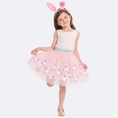 Sunny Fashion Girls Sequin Tutu Skirt with Bunny Headband Set