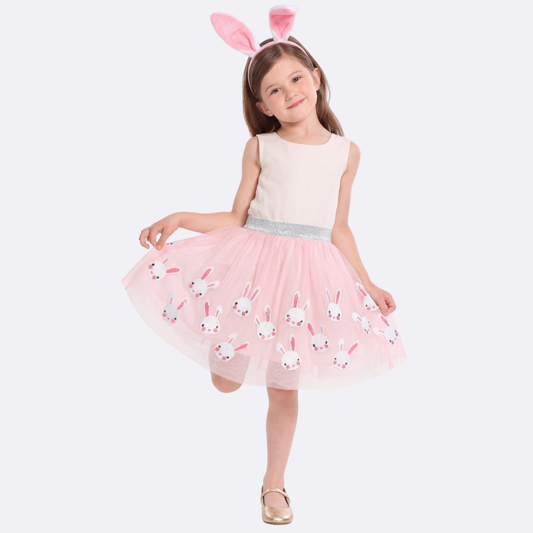 Sunny Fashion Girls Sequin Tutu Skirt with Bunny Headband Set