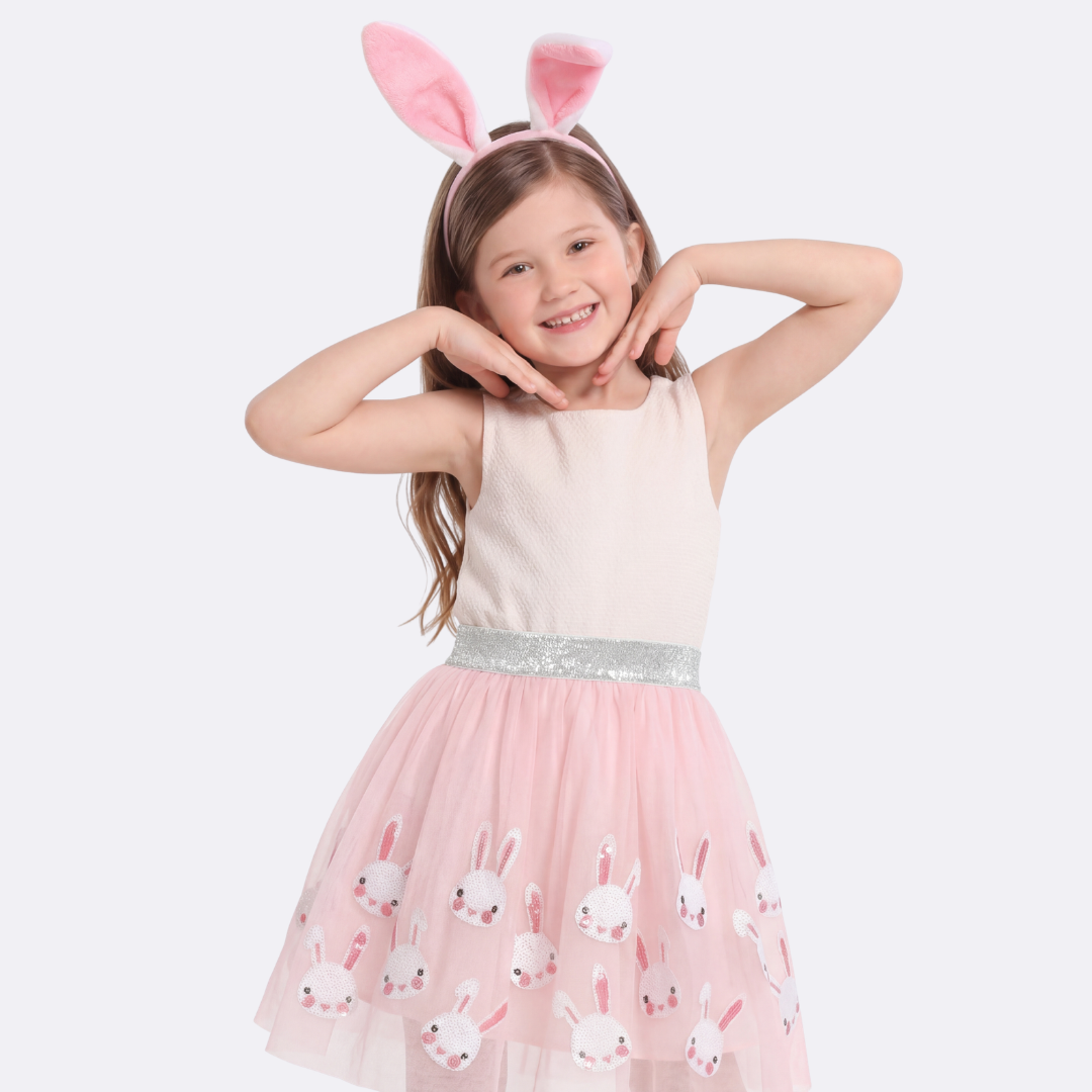 Sunny Fashion Girls Sequin Tutu Skirt with Bunny Headband Set