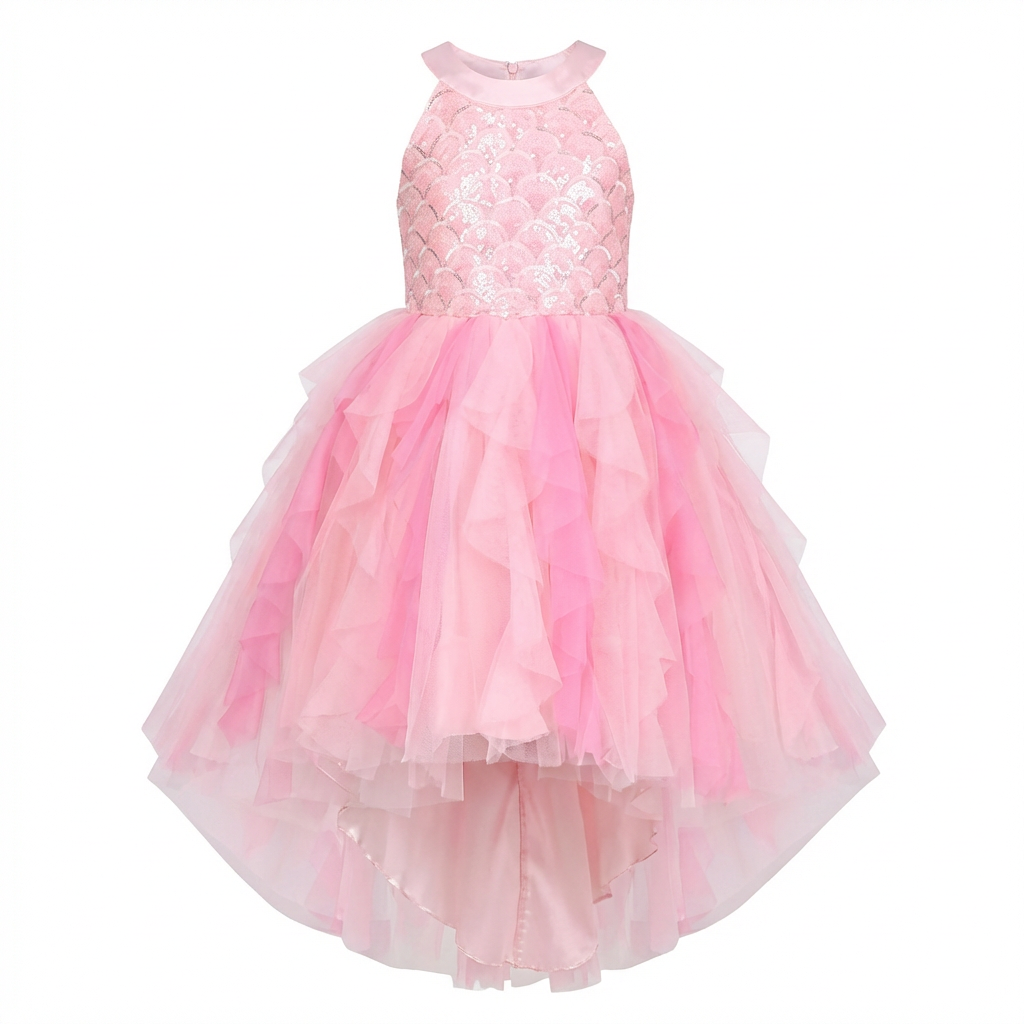 Sunny Fashion Girls Pink Sequin Hi-Lo Party Dress
