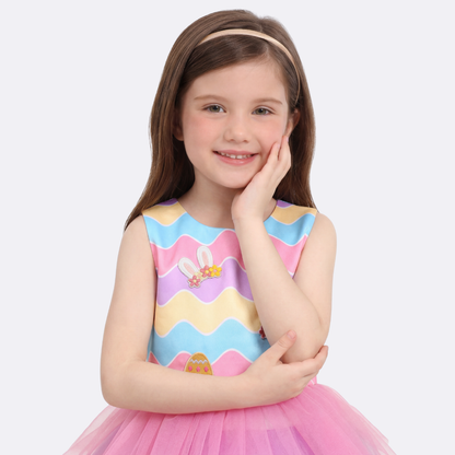 Sunny Fashion Girls Rainbow Easter Tulle Princess Dress with Egg Bag
