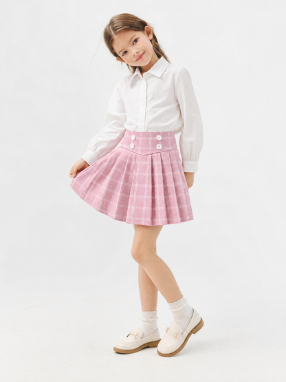 Girls Skirt Pleated Bow Tie Back School Uniform Size 6-14 Years