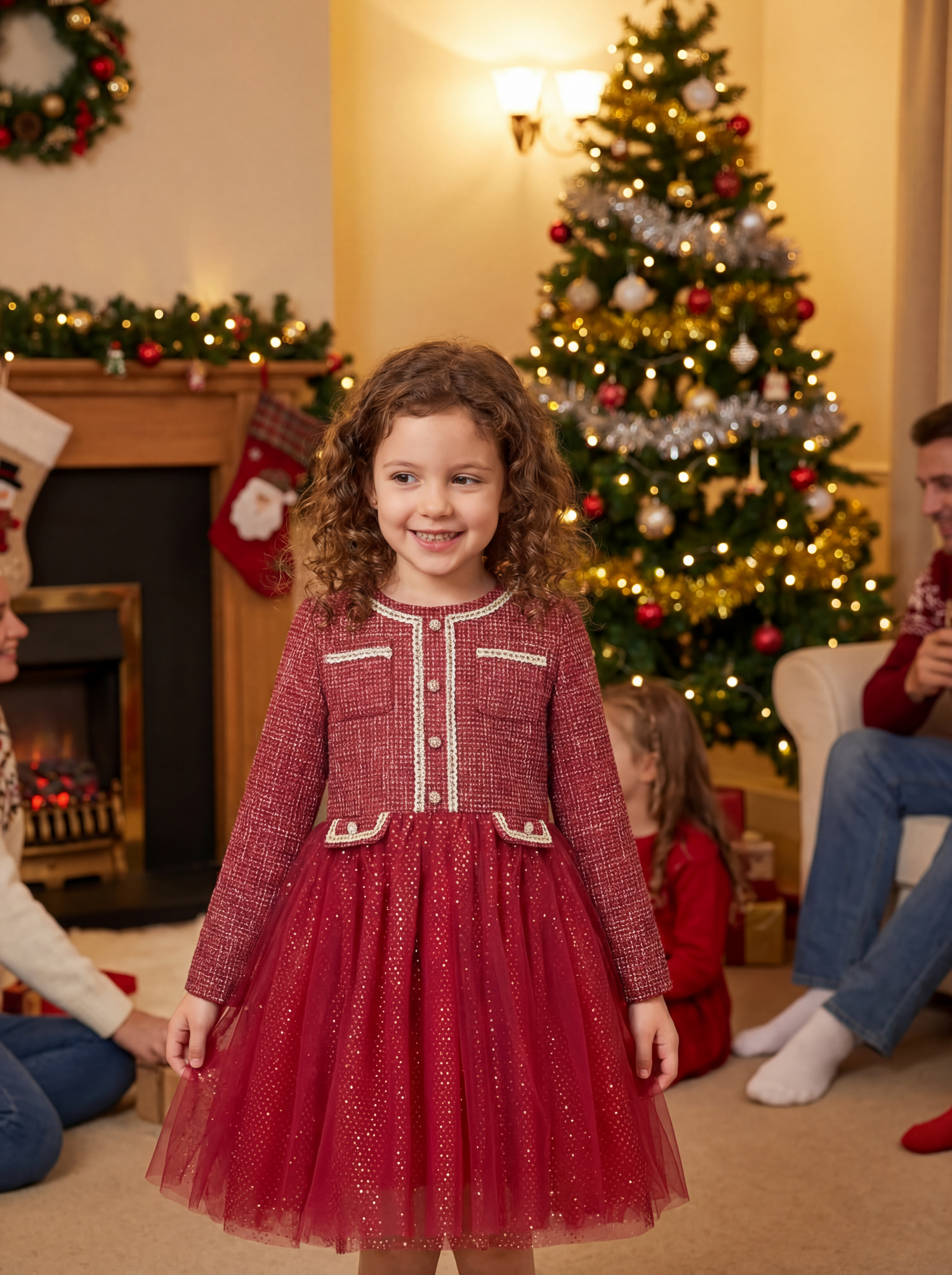 red tweed christmas dress Red Tweed Dress
