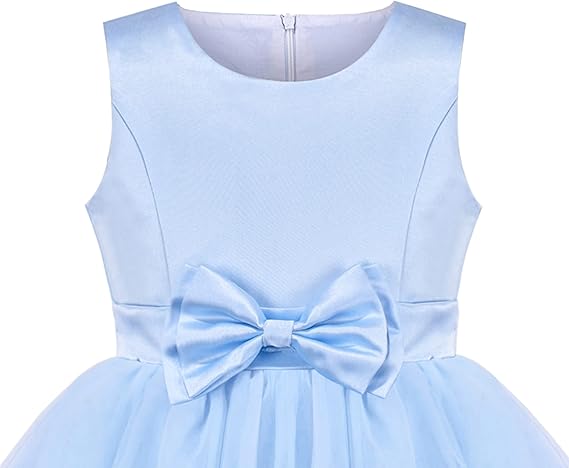 Sunny Fashion Girls Polka Dot Tulle Bow Ruffle Party Dress