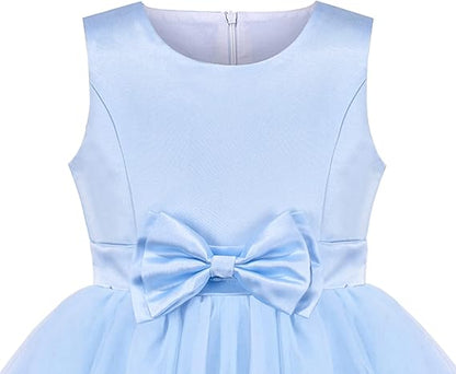 Sunny Fashion Girls Polka Dot Tulle Bow Ruffle Party Dress