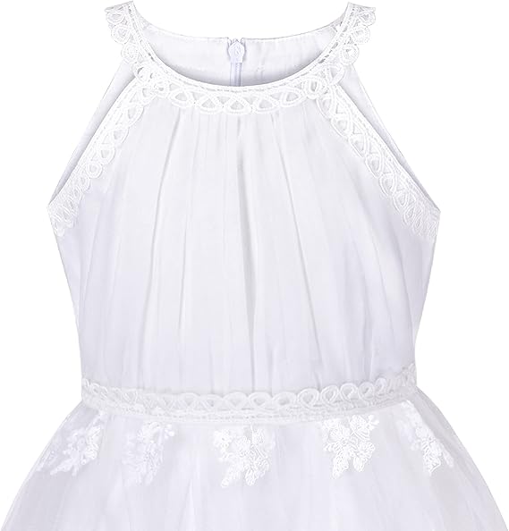 Sunny Fashion Girls Blue Butterfly Halter Tulle Dress