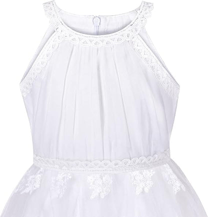 Sunny Fashion Girls Blue Butterfly Halter Tulle Dress