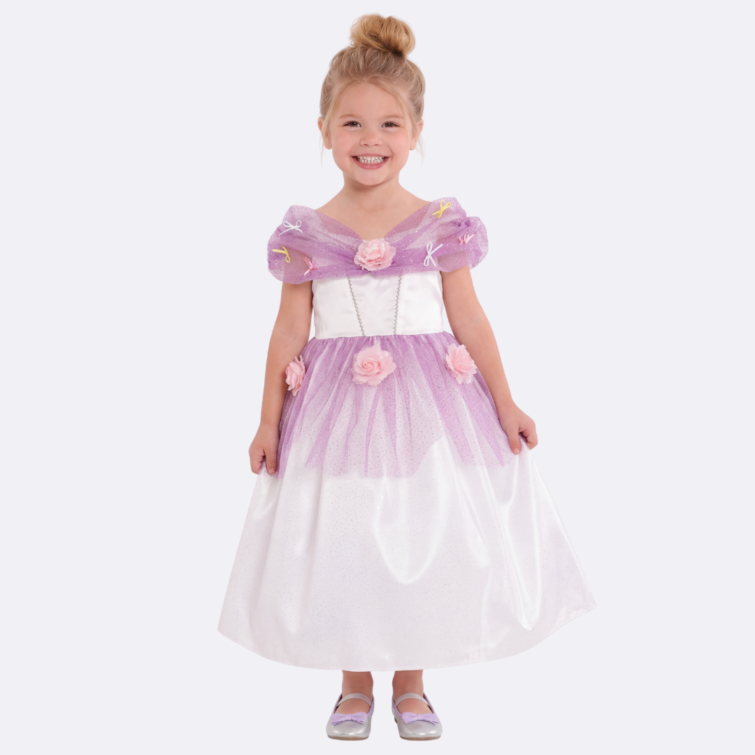 Sunny Fashion Girls Purple Flower Mesh Princess Dress