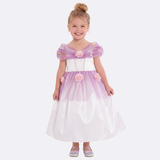 Sunny Fashion Girls Purple Flower Mesh Princess Dress