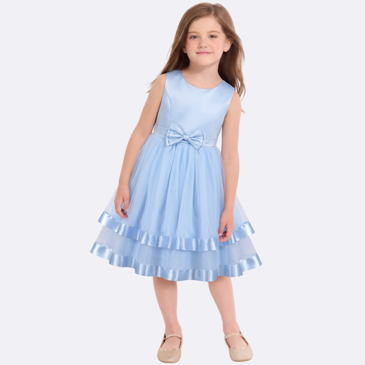 Sunny Fashion Girls Polka Dot Tulle Bow Ruffle Party Dress