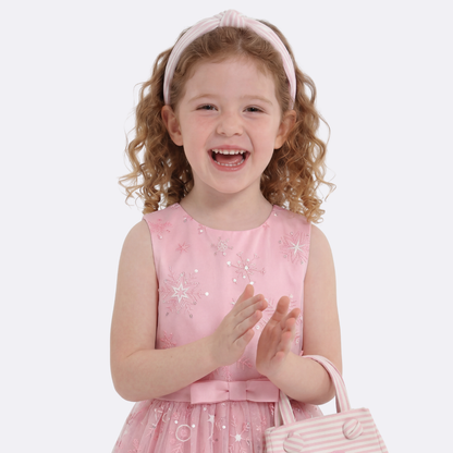 Sunny Fashion Girls Pink Snowflake Star Tulle Dress