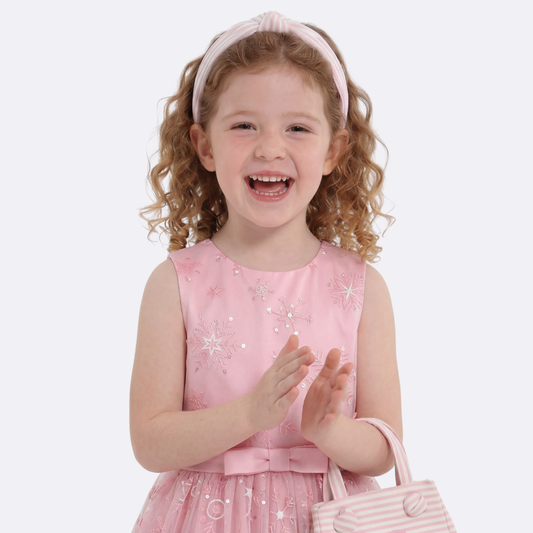 Sunny Fashion Girls Pink Snowflake Star Tulle Dress