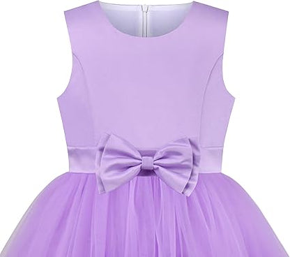 Sunny Fashion Girls Polka Dot Tulle Bow Ruffle Party Dress