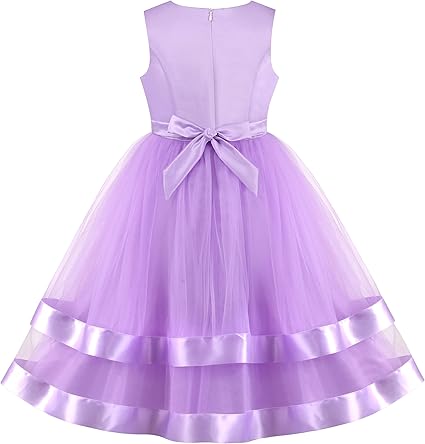 Sunny Fashion Girls Polka Dot Tulle Bow Ruffle Party Dress