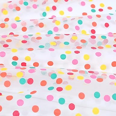Sunny Fashion Girls Rainbow Polka Dot Tulle Dress with Ribbon Waist