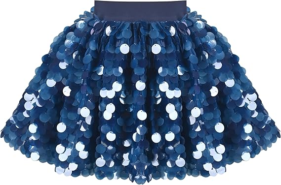 Sunny Fashion Girls Rainbow Sequin Tutu Skirt with Elastic Waist