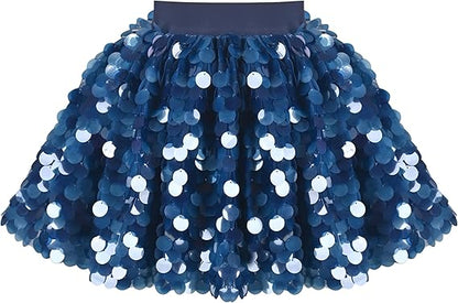 Sunny Fashion Girls Rainbow Sequin Tutu Skirt with Elastic Waist