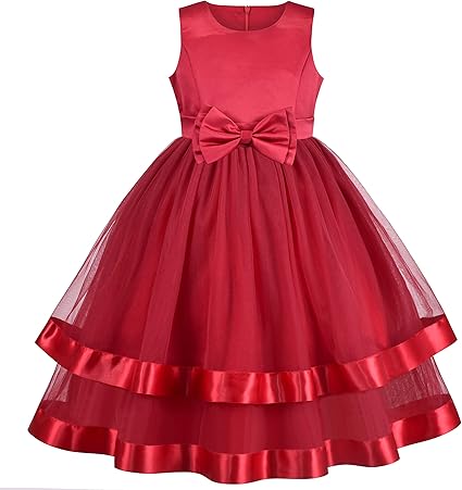 Sunny Fashion Girls Polka Dot Tulle Bow Ruffle Party Dress