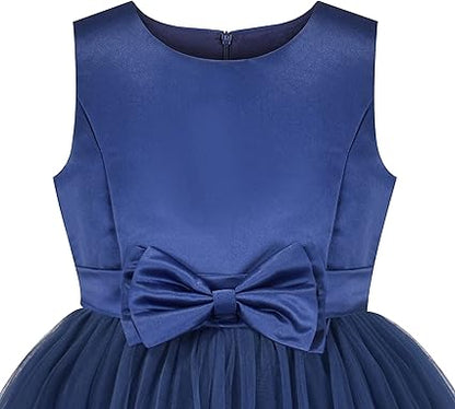 Sunny Fashion Girls Polka Dot Tulle Bow Ruffle Party Dress