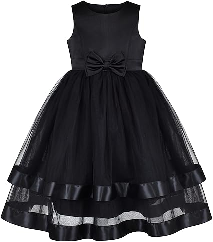 Sunny Fashion Girls Polka Dot Tulle Bow Ruffle Party Dress