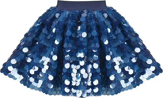 Sunny Fashion Girls Rainbow Sequin Tutu Skirt with Elastic Waist