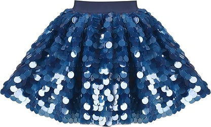 Sunny Fashion Girls Rainbow Sequin Tutu Skirt with Elastic Waist