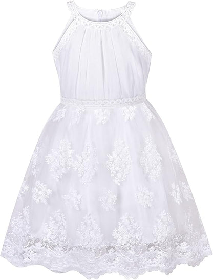 Sunny Fashion Girls Blue Butterfly Halter Tulle Dress