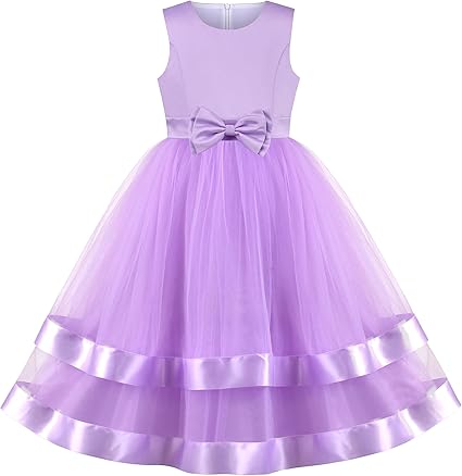 Sunny Fashion Girls Polka Dot Tulle Bow Ruffle Party Dress