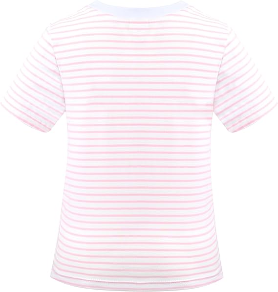 Sunny Fashion Girls Pink Heart Tulle Skirt Set – Cute Striped T-Shirt & Pleated Mesh Outfit