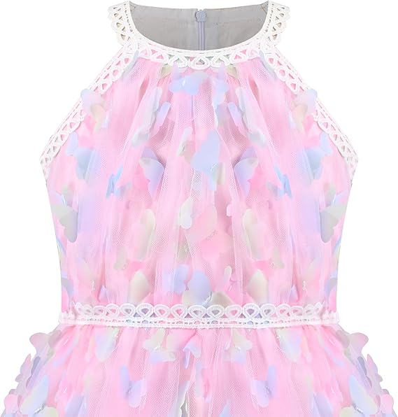 Sunny Fashion Girls Blue Butterfly Halter Tulle Dress