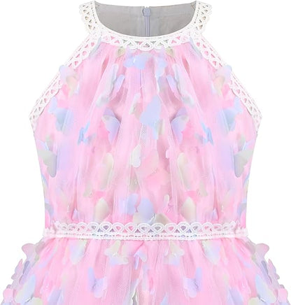 Sunny Fashion Girls Blue Butterfly Halter Tulle Dress