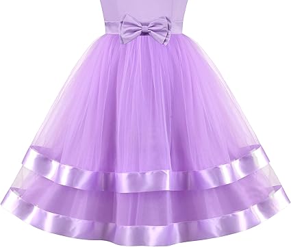 Sunny Fashion Girls Polka Dot Tulle Bow Ruffle Party Dress