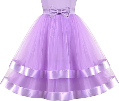 Sunny Fashion Girls Polka Dot Tulle Bow Ruffle Party Dress