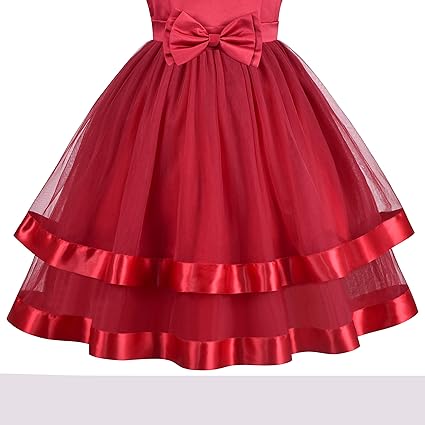 Sunny Fashion Girls Polka Dot Tulle Bow Ruffle Party Dress