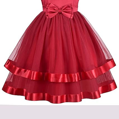Sunny Fashion Girls Polka Dot Tulle Bow Ruffle Party Dress