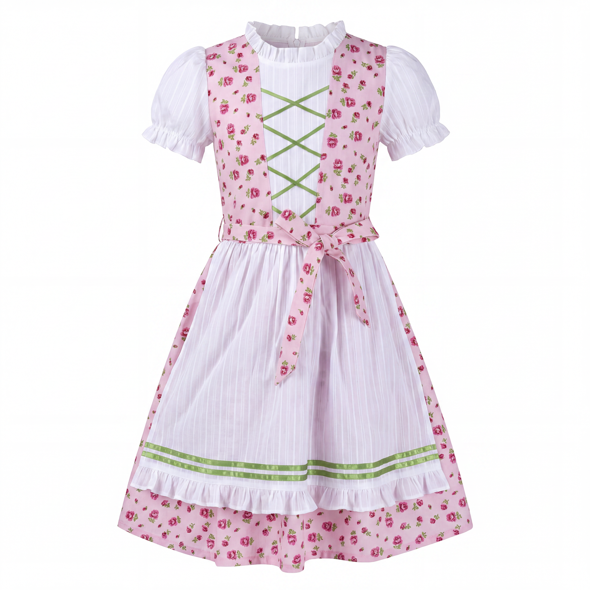 Sunny Fashion Girls Vintage Floral Dirndl Dress with Apron  Bavarian  Oktoberfest Style