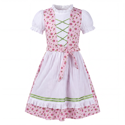 Sunny Fashion Bavarian Oktoberfest Vintage Floral Dirndl Girls Dress with Apron – Bavarian Oktoberfest Style