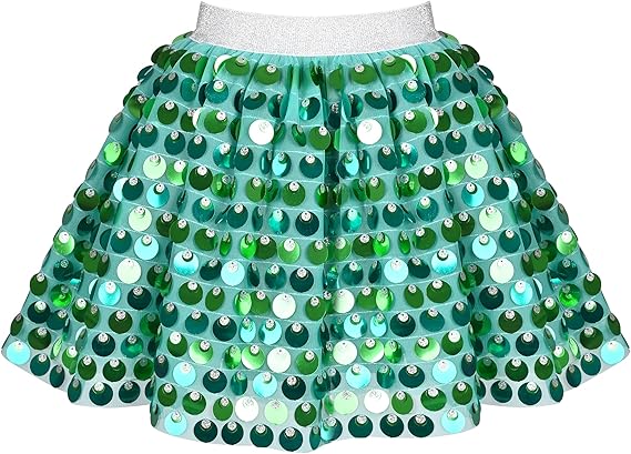 Sunny Fashion Girls Rainbow Sequin Tutu Skirt with Elastic Waist