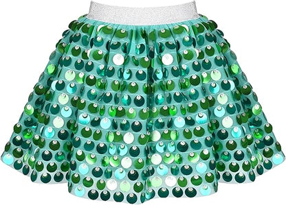 Sunny Fashion Girls Rainbow Sequin Tutu Skirt with Elastic Waist