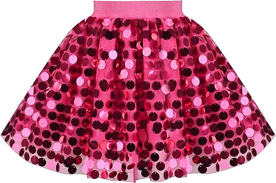 Sunny Fashion Girls Rainbow Sequin Tutu Skirt with Elastic Waist
