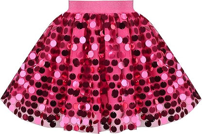 Sunny Fashion Girls Rainbow Sequin Tutu Skirt with Elastic Waist