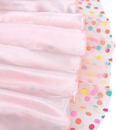 Sunny Fashion Girls Rainbow Polka Dot Tulle Dress with Ribbon Waist