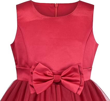 Sunny Fashion Girls Polka Dot Tulle Bow Ruffle Party Dress