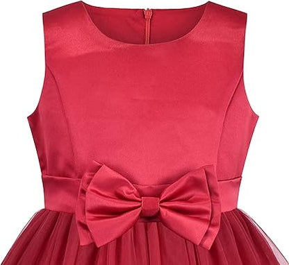 Sunny Fashion Girls Polka Dot Tulle Bow Ruffle Party Dress