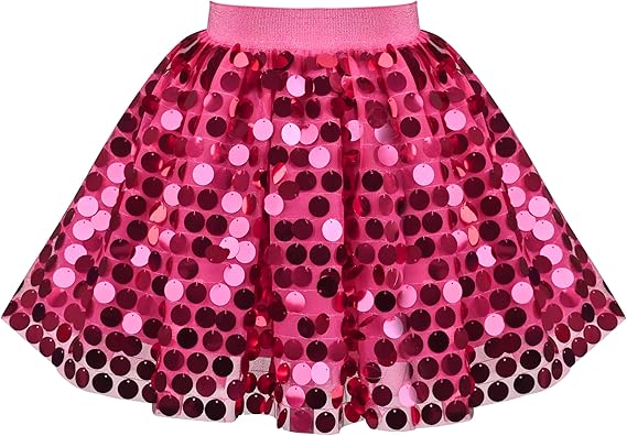 Sunny Fashion Girls Rainbow Sequin Tutu Skirt with Elastic Waist
