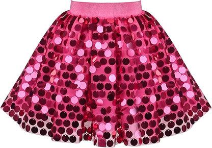 Sunny Fashion Girls Rainbow Sequin Tutu Skirt with Elastic Waist
