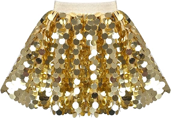 Sunny Fashion Girls Rainbow Sequin Tutu Skirt with Elastic Waist