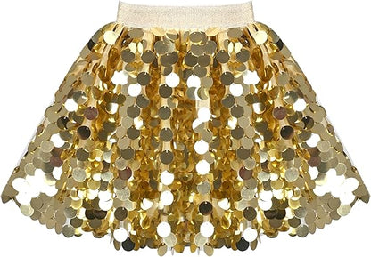Sunny Fashion Girls Rainbow Sequin Tutu Skirt with Elastic Waist
