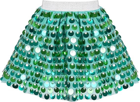 Sunny Fashion Girls Rainbow Sequin Tutu Skirt with Elastic Waist